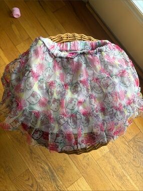 Hello Kitty Pink Floral Girls' Tiered Skirt